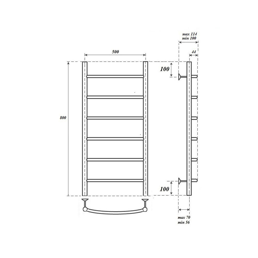 Полотенцесушитель электрический Point Афина PN04158E П6 500x800 левый/правый, хром