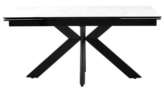 Стол BELLUNO 160 MARBLES KL-99 Белый мрамор матовый, итальянская керамика/ черный каркас