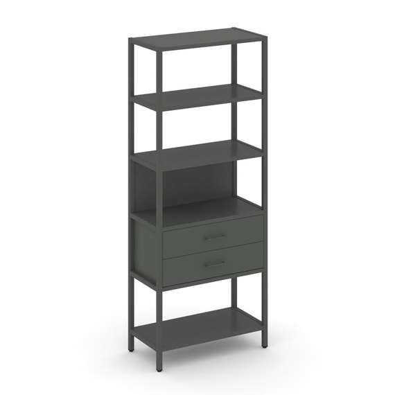 Shelf System Односекционный стеллаж пятиярусный с ящиками SN.STM-512 Антрацит/Металл Антрацит 810*40