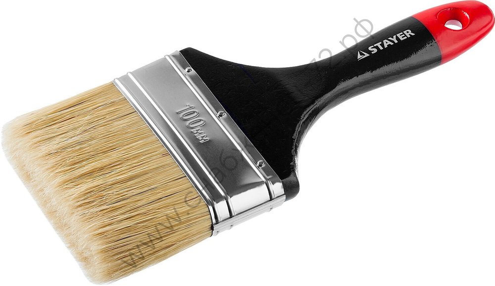 STAYER Universal 100 мм, 4″ светлая натуральная щетина, деревянная ручка, Плоская кисть, PROFESSIONAL (0104-100)