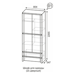 Шкаф для одежды 2-х дверный Твист 01