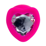 Розовая анальная втулка 9,5см с прозрачным кристаллом ToyFa ToDo Diamond Heart 357027