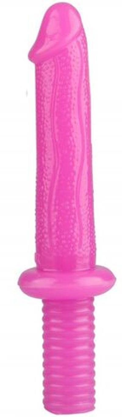 Розовый анальный стимулятор с ограничителем - 31 см. (Цвет: розовый)