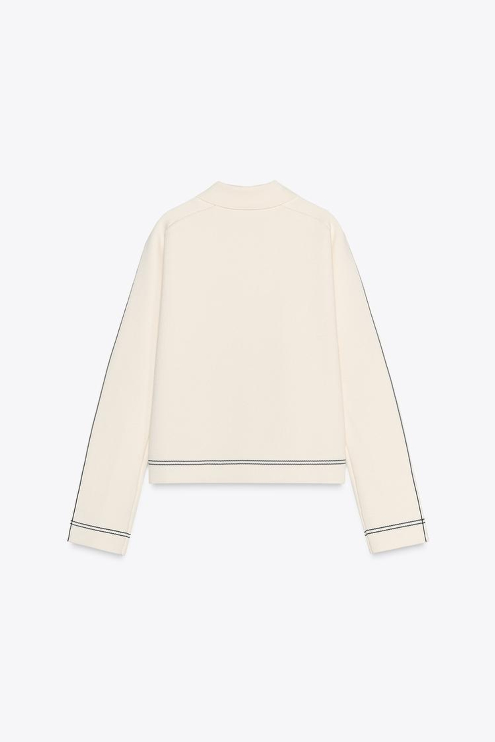 ZARA ТРИКОТАЖНЫЙ КАРДИГАН С КАНТАМИ, ЭКРЮ