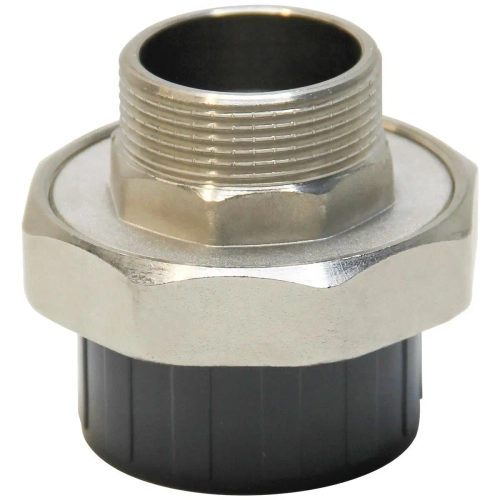 Муфта переходная разборная (ПВХ/Латунь) с наружной резьбой под клей, Россия