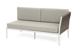 "Касабланка" левый модуль плетеный из роупа, каркас алюминий светло-серый (RAL7035) муар, роуп серо-коричневый 23мм, ткань бежевая 15052