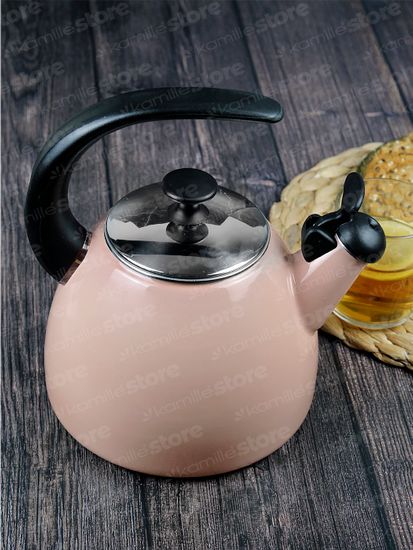 Чайник 2,5 л. эмалированный со свистком Kamille KM 1040B с черной бакелитовой ручкой