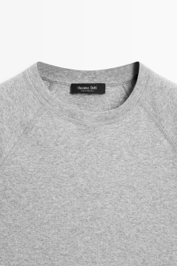 Massimo Dutti Футболка-реглан с коротким рукавом, серый меланж
