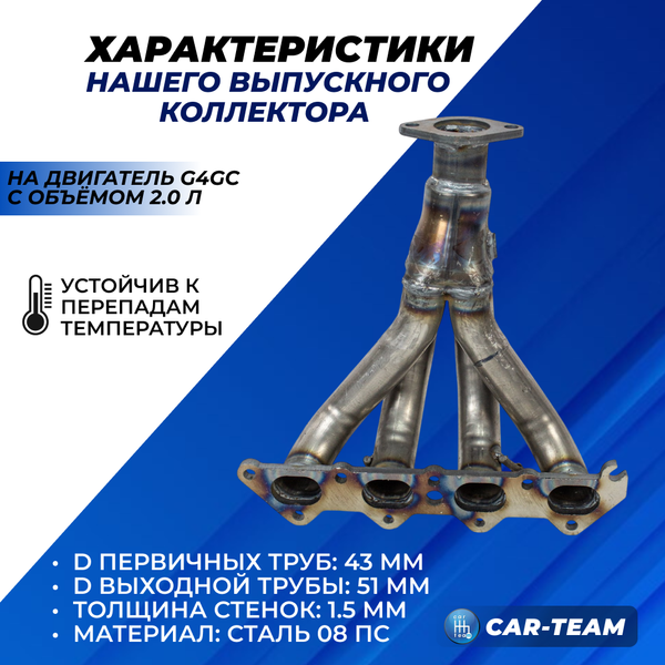 Паук выпускной Hyundai Tucson (с 2004 г.в до рестайлинг) "Stinger" 4-1 с объемом двигателя 2.0 (G4GC)