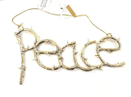 Елочная игрушка Елочное украшение надпись PEACE Goodwill 20 Золотой