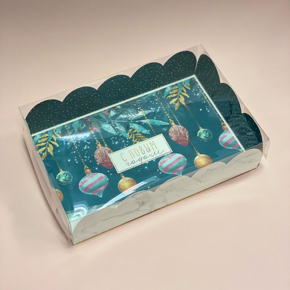 Коробка для десертов с прозрачной крышкой &quot;Зимняя пора&quot;, 20х30х8 см