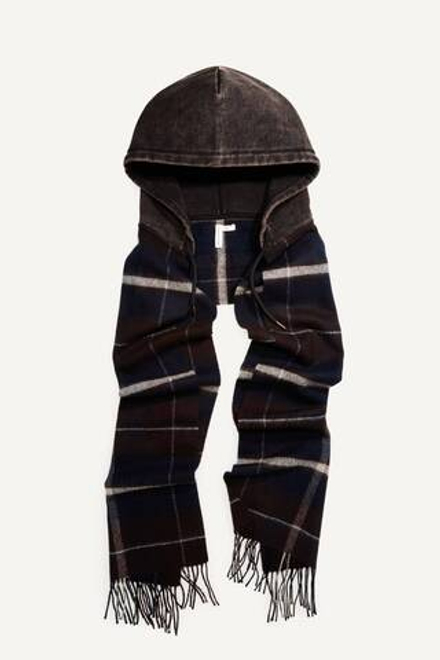 H&M - Glenn Martens Шерстяной шарф с капюшоном, темно-синий