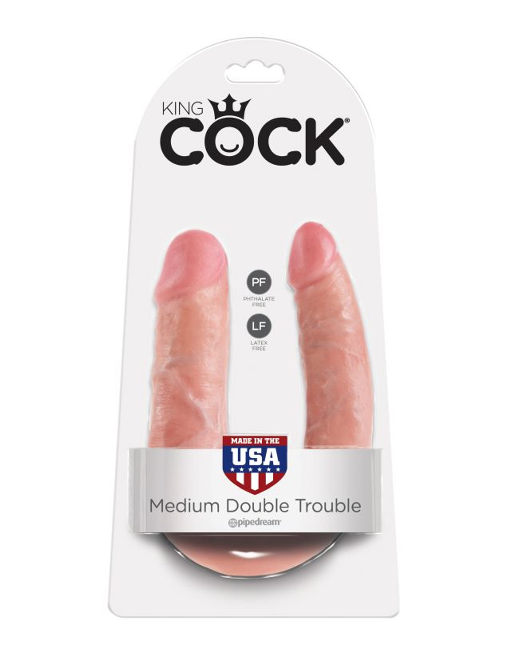 Двусторонний дилдо среднего размера телесный King Cock U-Shaped Medium Double Trouble