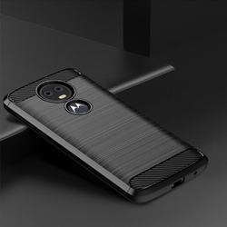 Чехол для Motorola Moto E5 Plus (E5 Supra) цвет Black (черный), серия Carbon от Caseport