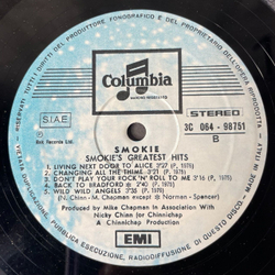 Винтажная виниловая пластинка LP Smokie Greatest Hits (Italy 1977) I'll Meet You At Midnight