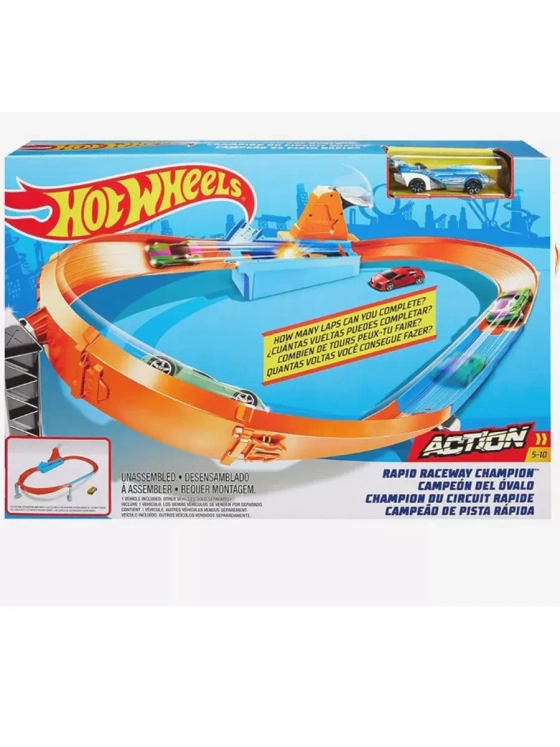 Автотрек Хот Вилс трек трасса Чемпион гонок GJM75 с машинкой