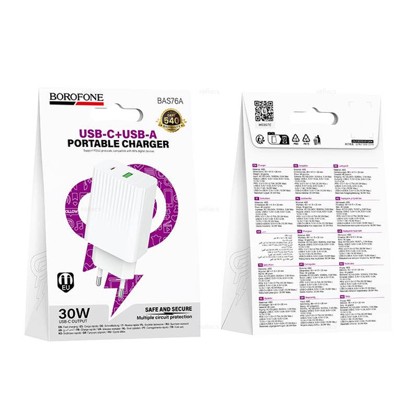 Зарядное устройство Borofone PD30W+QC3.0 BAS76A (white)