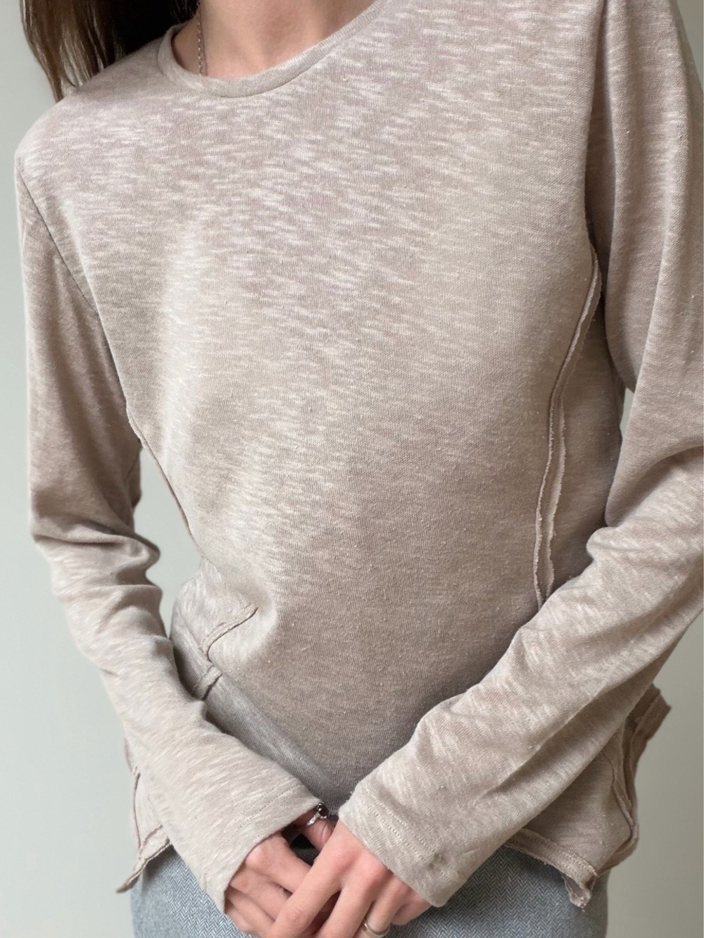 Лонг льняной бежевый с рельефами