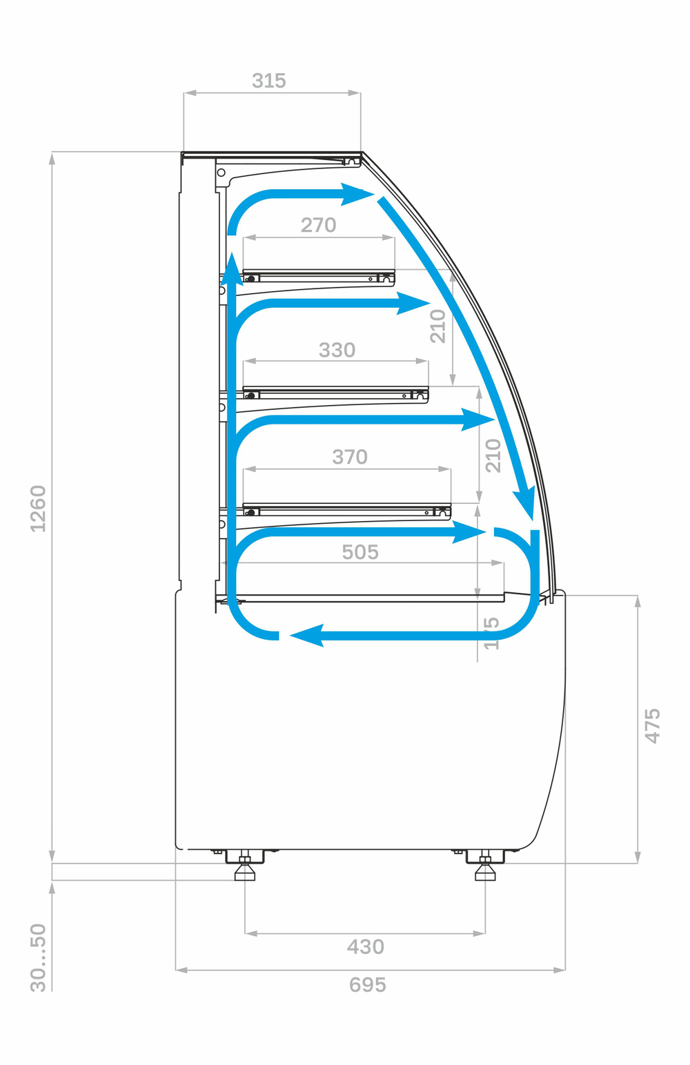 Кондитерская витрина Carboma KR70 VM 0,9-1 LIGHT (RADIUS) (9005-0109)