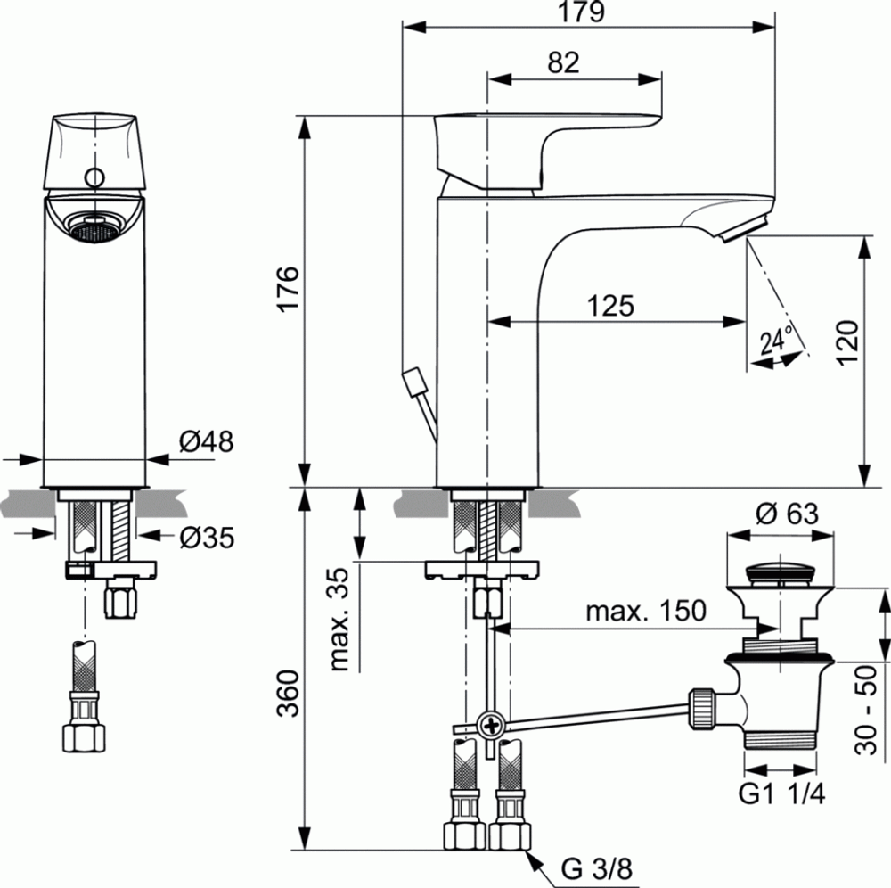 Смеситель Ideal Standard  CONNECT AIR A7053AA для умывальника