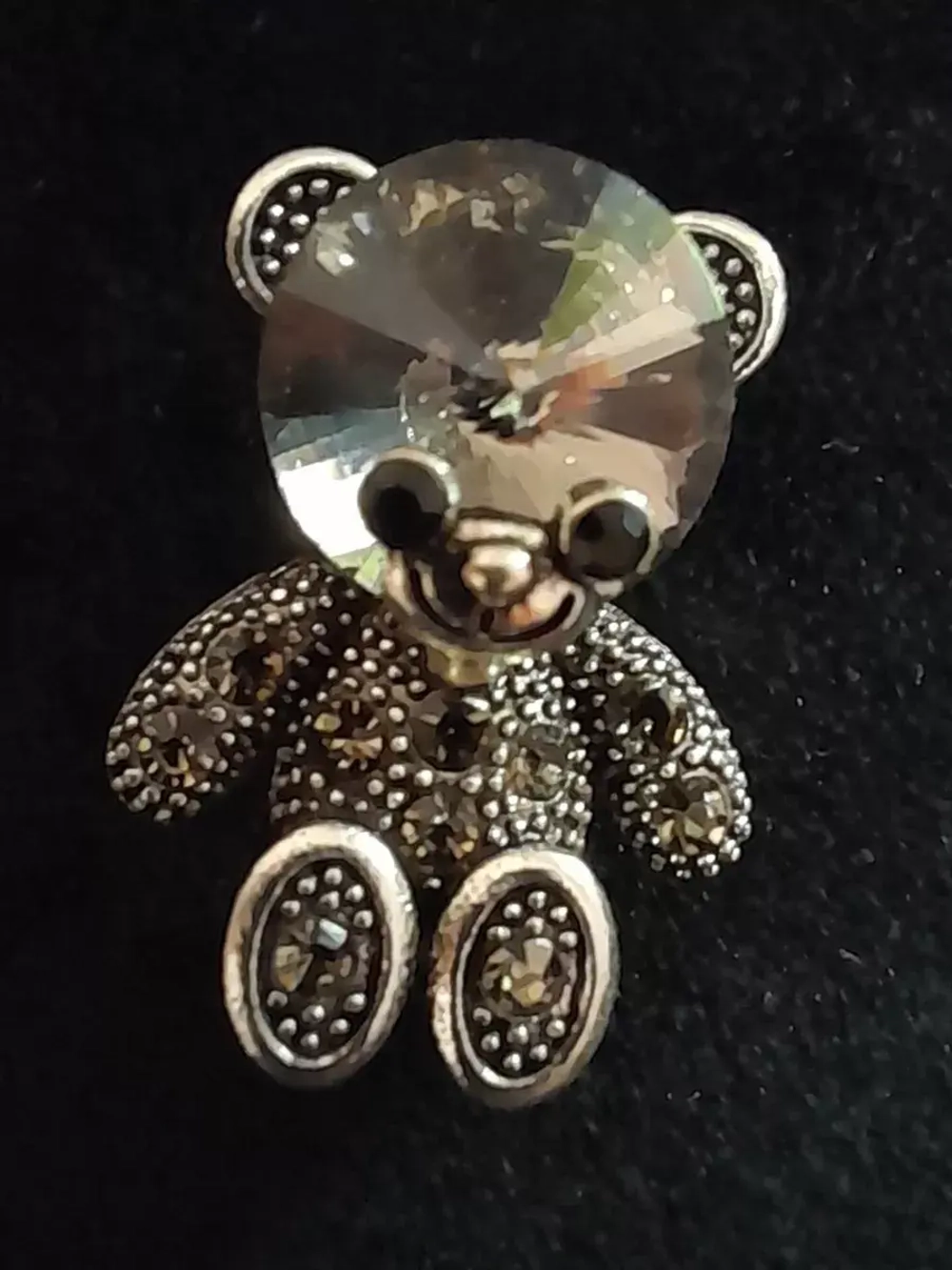 Брошь мишка античное серебро