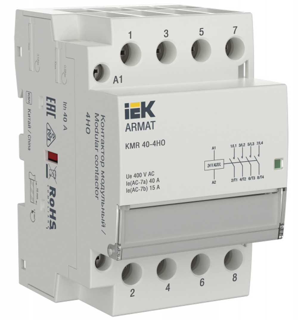 Контактор модульный 40А 24В 4НО AC/DC KMR ARMAT AR-AC KMR20-040-40-024 IEK