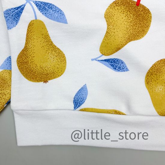 Свитшот "Грушевый сад" из футера, груши на белом