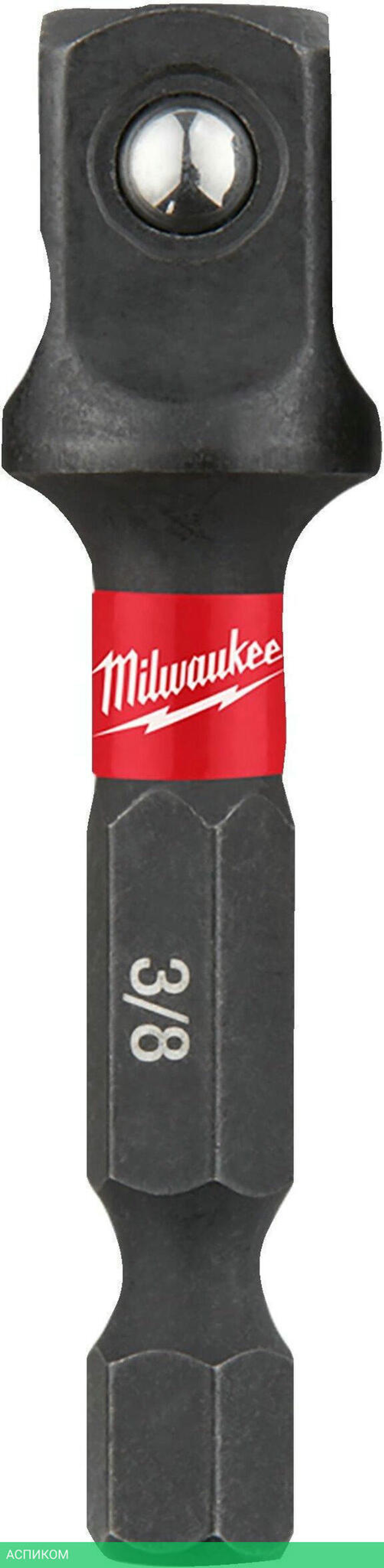 Адаптер ударный для головок Milwaukee Shockwave 1/4" HEX-3/8" квадратный (4932478054)