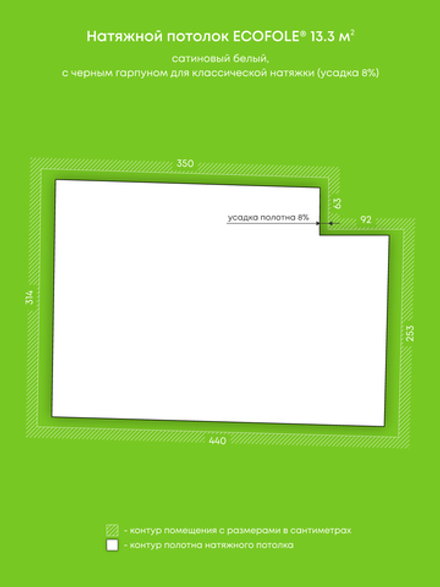 Натяжные потолки 13.3 м2, 15.3 м2, 17 м2, 9.4 м2