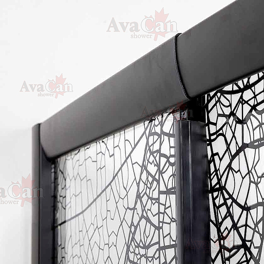 Душевая дверь в нишу AvaCan FB2 190-210 MT профиль черный/стекло матовое с рисунком