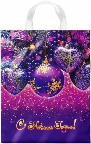 Пакет ПВД с петлевой ручкой 28*35см НГ 55мкм Искры 1шт