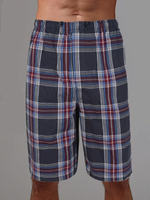 Удлиненные мужские шорты в клетку (Размер: L) (Цвет: синий с красным)