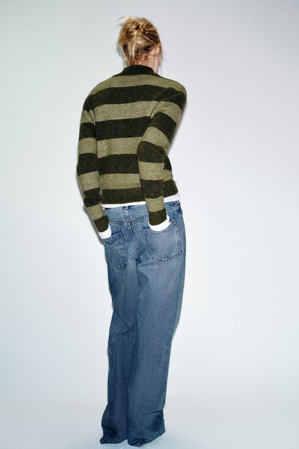 ZARА КАРДИГАН В ПОЛОСКУ, ЗЕЛЕНЫЙ