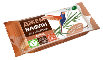 СКИДКА 50% -Вафли. Безглютеновые. Финик без сахара, 21 гр (шоубокс 10 шт)