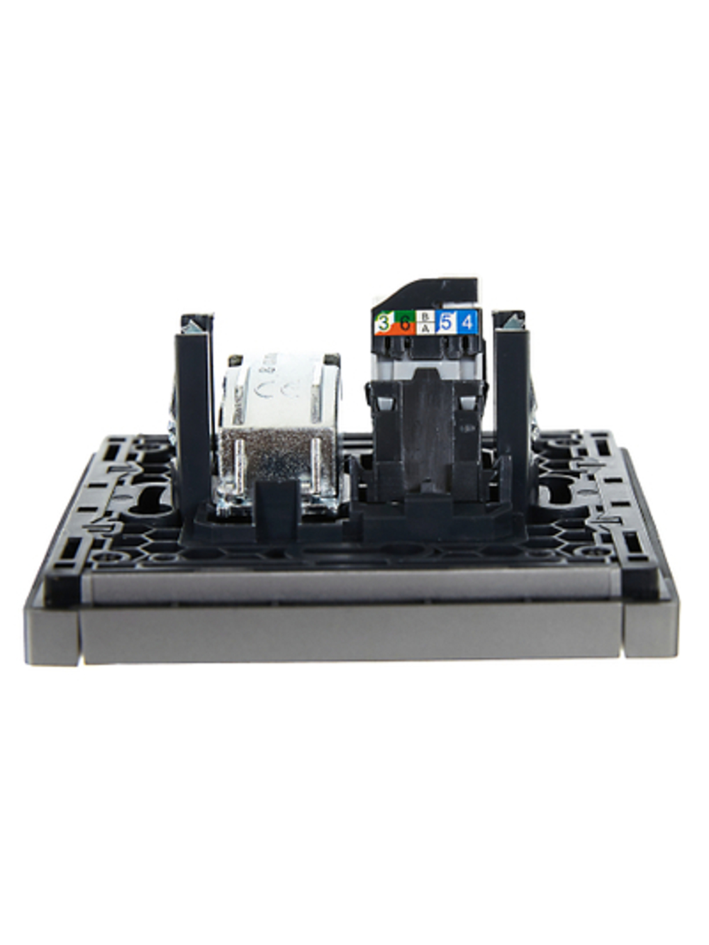 FORTE&PIANO Розетка двойная TV+RJ45 кат.5E FP536 сталь IEK
