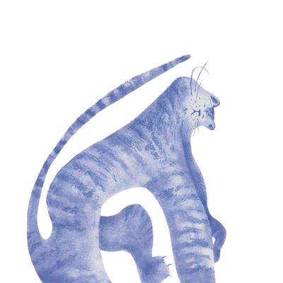 Blue Tiger monoprint