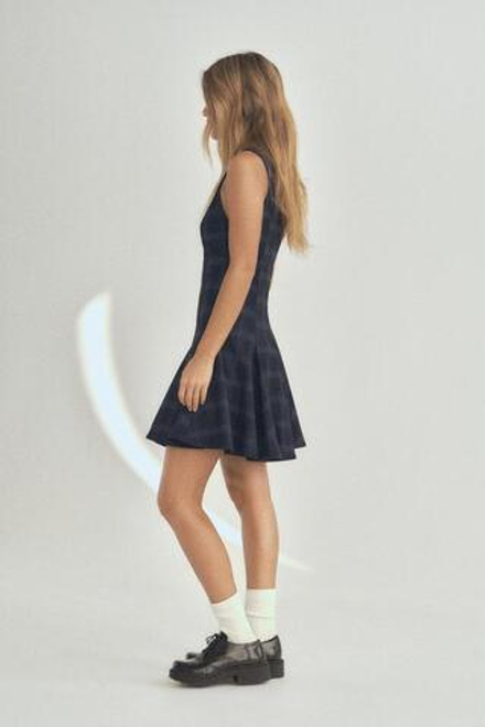 ZARA ПЛАТЬЕ В КЛЕТКУ, МОРСКОЙ СИНИЙ