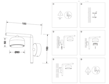 Настенный светильник с выключателем и сменной лампой 1*GX53 TN71044 BK черный Techno Spot Ambrella