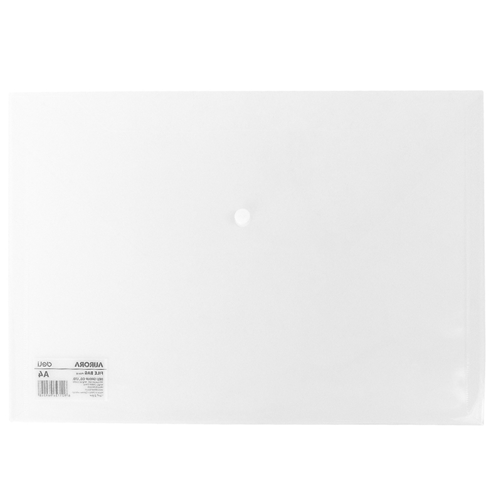 Папка-конверт на кнопке DELI "Aurora", А4, 0,12 мм, прозрачная