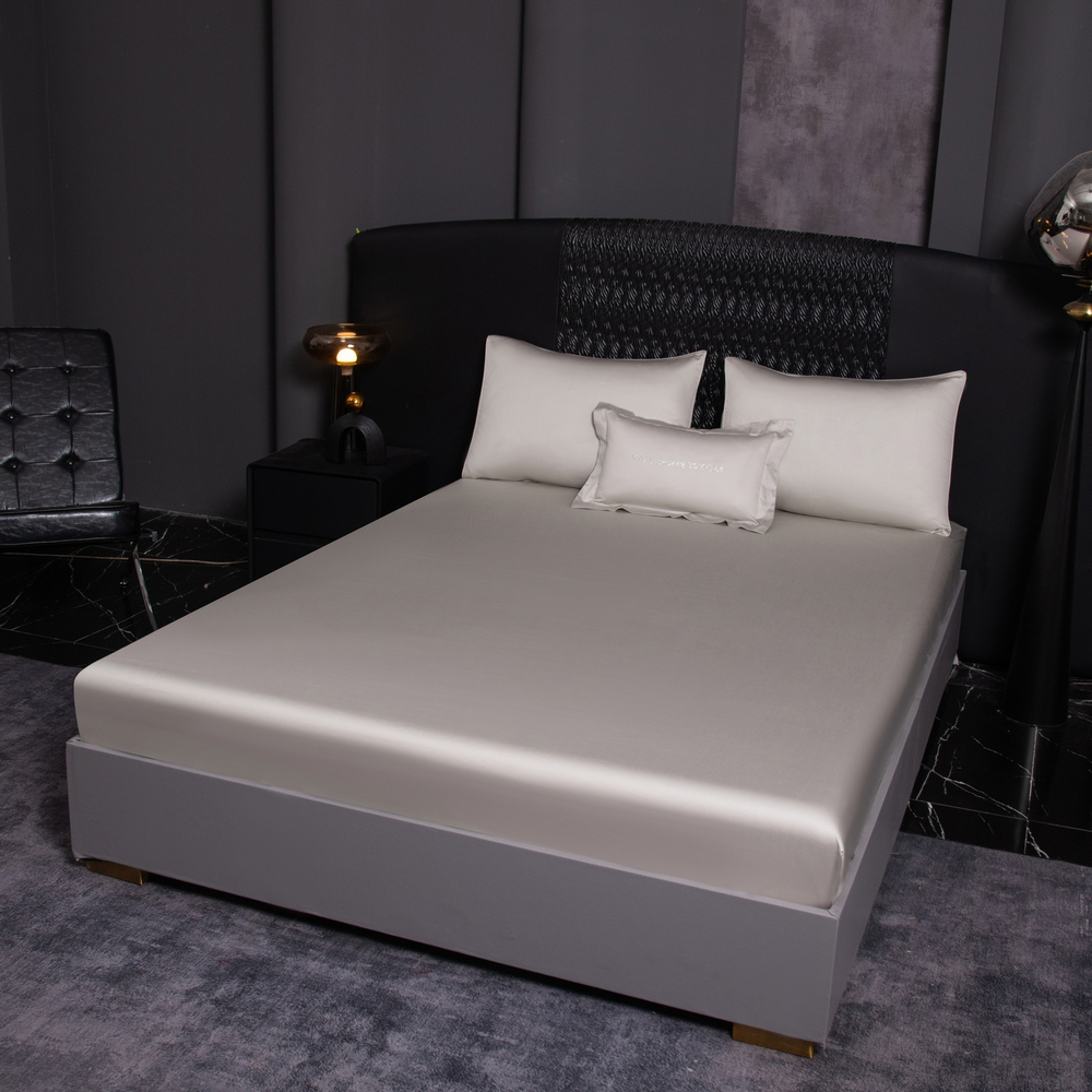 КПБ Однотонный Сатин Премиум на резинке OCPR006, 2 спальный, 4 наволочки, простынь 160*200*30