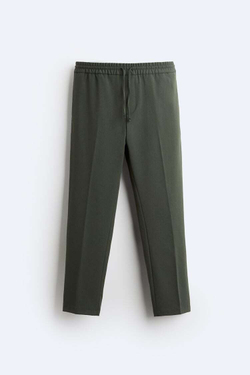 ZARA БРЮКИ-ДЖОГГЕРЫ КОМФОРТНОЙ ПОСАДКИ, ТЕМНО-ЗЕЛЕНЫЙ