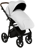 Детская коляска Roan Esso Кожа 2 в 1 ESSK/215/1 White/Black/руч.Тем.коричневый
