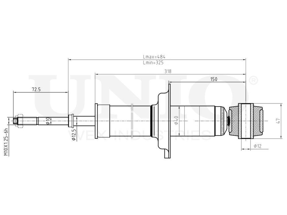 Амортизатор газовый задней подвески UNIO SAB-10556