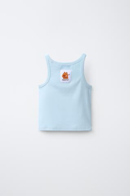 ZARA ТОП В РУБЧИК CAPIBARA CAPYFUN ©, ПАСТЕЛЬНО-СИНИЙ