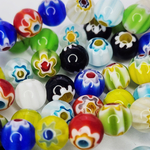 Бусины мозаичное стекло, миллефиори, р-р 8мм, цена за набор 5 шт