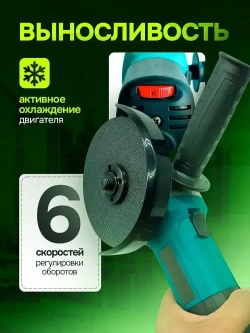 Болгарка УШМ 125мм с регулировкой оборотов, 9558HN, Угловая шлифовальная машина сетевая