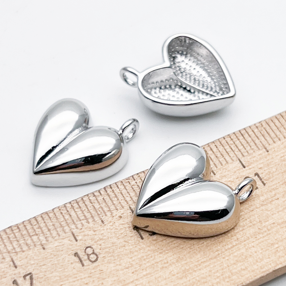 Подвеска Сердце, цвет серебро (родий), размер 20*16 мм, цена за 1 шт