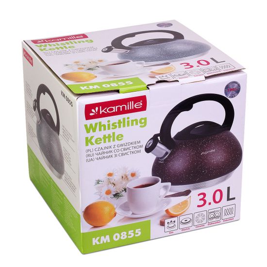 Чайник 3 л. из нержавеющей стали со свистком Kamille KM-0855