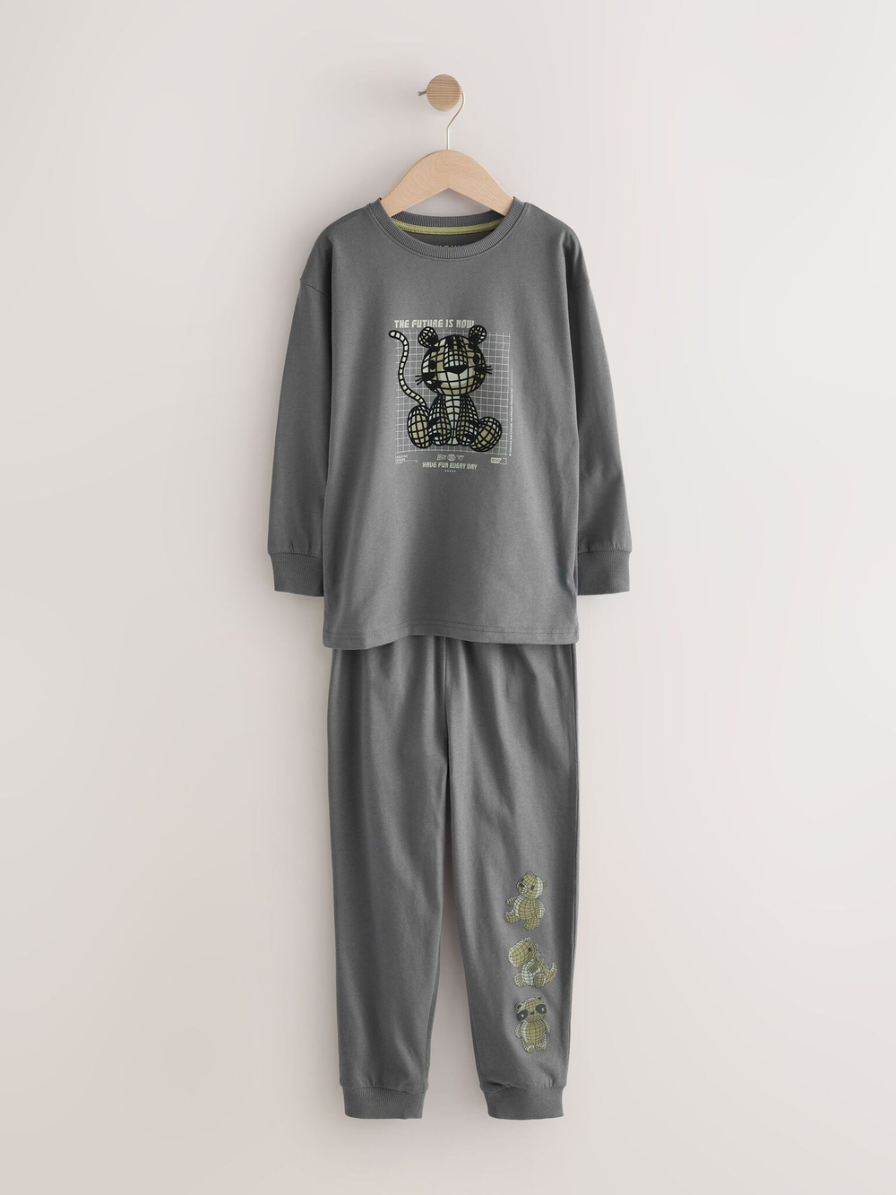 Пижама для мальчика Next AJ0-575, 3 шт., Хаки, Молочный, Серый