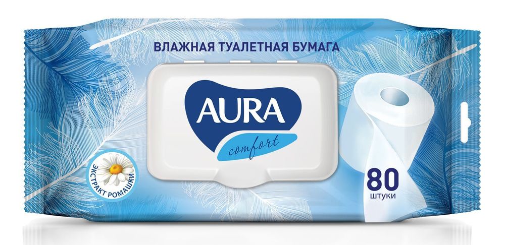 Бумага туалетная влаж. AURA 80шт ULTRA COMFORT big-pack КК/12
